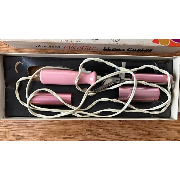 Vintage Northern Electric Pink Hair Curler with 3 Rollers, Box & Instructions - Picture 3 of 7